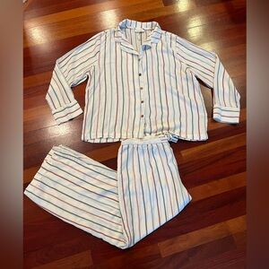 Cozy Earth Striped Woven Women's Pajamas Set Sz Large